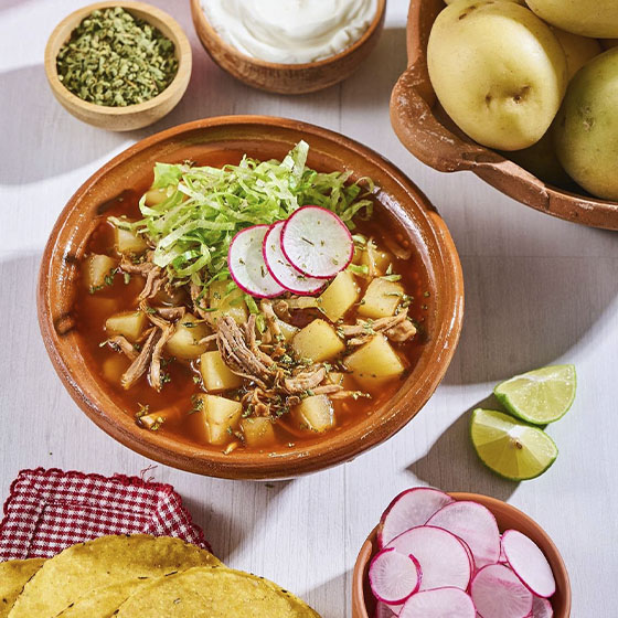 Pozole de Papa con Carne de Cerdo
